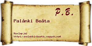 Palánki Beáta névjegykártya